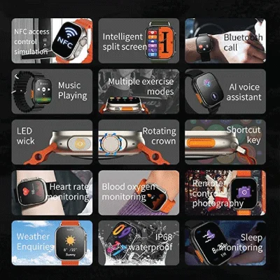 2023 TW28 Ultra Smart Night Guider Watch With LED flashlight 2.1" Large Screen Sports Smartwatch, Bluetooth, Call, Wireless - Image 6