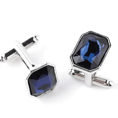 Fangtuo 2023 Luxury Austrian Crystal Cufflinks For Man/Woman Blue Zircon Twist Cuff Links Jewelry Accessories | Design3