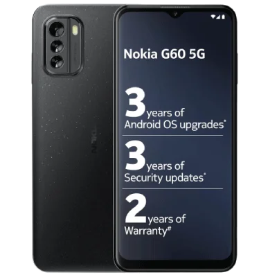 Nokia G60 5G 6.58”, Dual-SIM, 6GB RAM,128GB ROM, 50MP Triple AI Rear Camera, 3 Years of Android OS & Security Updates and 2 Years Warranty