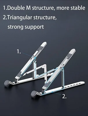 Laptop 10’’-15.6’’ Laptops Stand, Aluminum Multi Level Height Adjustable, Ventilated Cooling Laptop Riser - Image 6