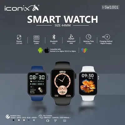 ICONIX Smart Watch Size 44mm Aluminum Case With Replaceable Sport Band, Model I-SW1001 - Image 10