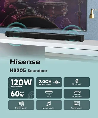 Hisense HS205 2.0ch 60W Soundbar - Image 9