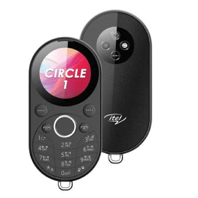 itel Circle 1 | Unique Design with Round Screen Mobile Phone| Dual SIM | 500mAh Battery | 1.32" Display BT Call | Black - Image 2