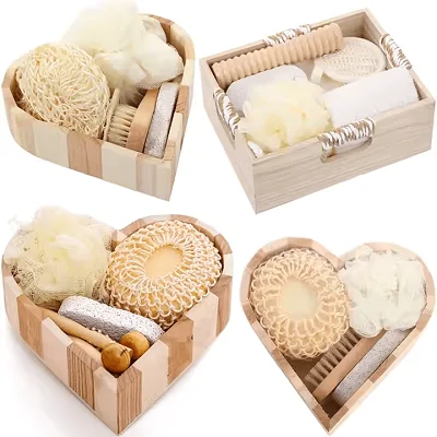 5pcs Natural Wooden Bucket-packed Spa Bath Gifts Set