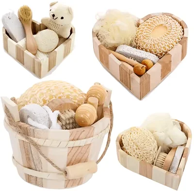 5pcs Natural Wooden Bucket-packed Spa Bath Gifts Set - Image 4