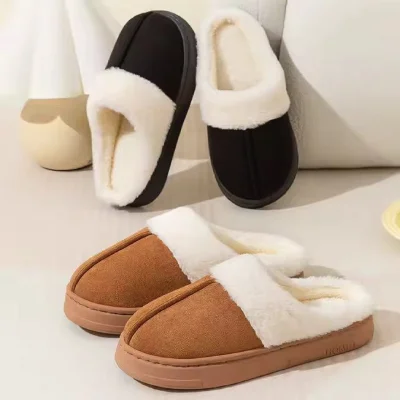 Unisex Fashionable Warm Suede Fluffy Anti-Slip TPR Indoor Slippers - Image 5