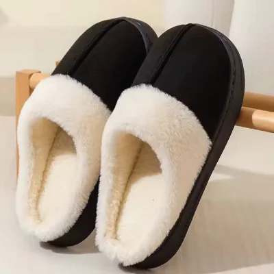 Unisex Fashionable Warm Suede Fluffy Anti-Slip TPR Indoor Slippers - Image 4