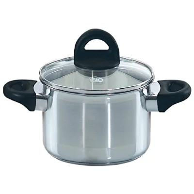 Elo APOLLO BLACK - Stainless Steel  20cm Pot with glass Cover