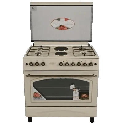 Royal Luxury Series Gas Cooker | Cream Colour | 4 Gas + 2 Hotplate Cooker | Gas Oven+Gas Grill | RPG6942CC