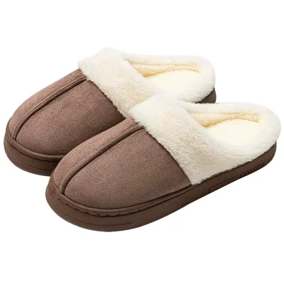 Unisex Fashionable Warm Suede Fluffy Anti-Slip TPR Indoor Slippers