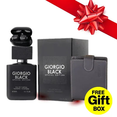 Bundle Offer-For Him: Leather Wallet, Perfume, Smartwatch, Bluetooth Earbuds