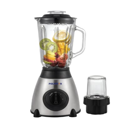 Polystar 2 In 1 electric Blender  | PV-BL509G-1.5L glass jar, Safety switch setting, 400W, 100% pure copper with overheat protector